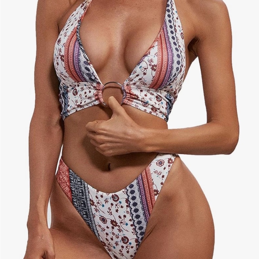 NWT Multicolor Patchwork Bikini Set